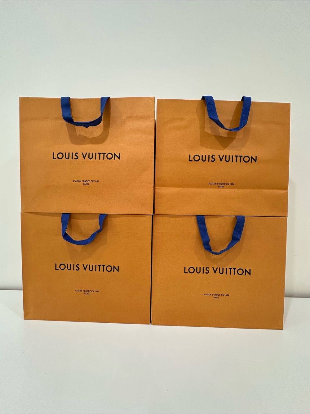 4 Louis Vuitton Orange Paper Shopping Bags|Set of 4| 15.5x13.5x6.5 inches